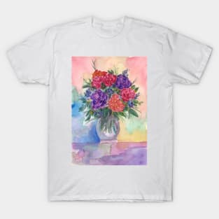 Purple and Red Roses in a Vase T-Shirt